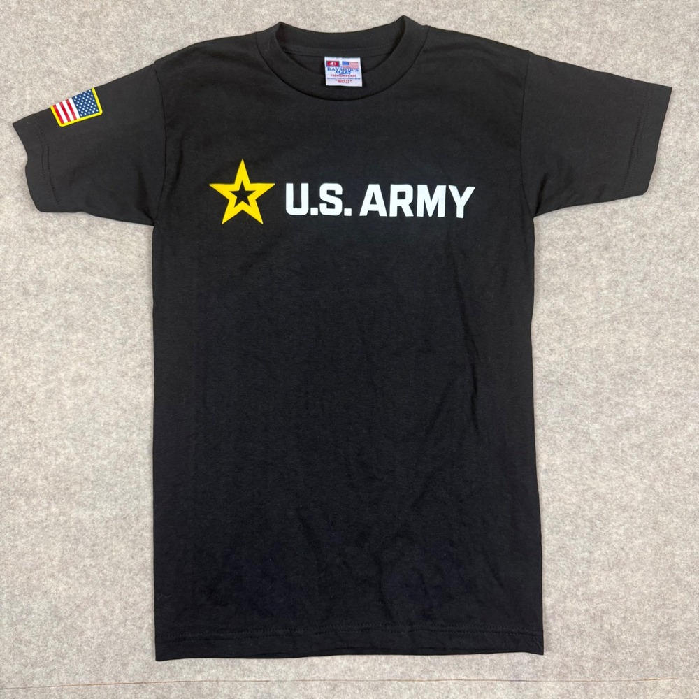 Vintage 90s Bayside U.S. Army T-Shirt S 17x27 Patriotic Black Military USA